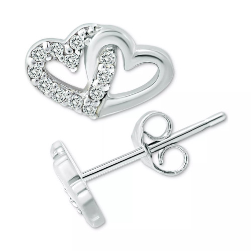 Cubic Zirconia Intertwined Hearts Stud Earrings, Created for Macy's