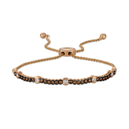 Chocolate Diamond® & Vanilla Diamond® Bolo Bracelet (3/4 ct. t.w.) in 14k Rose Gold