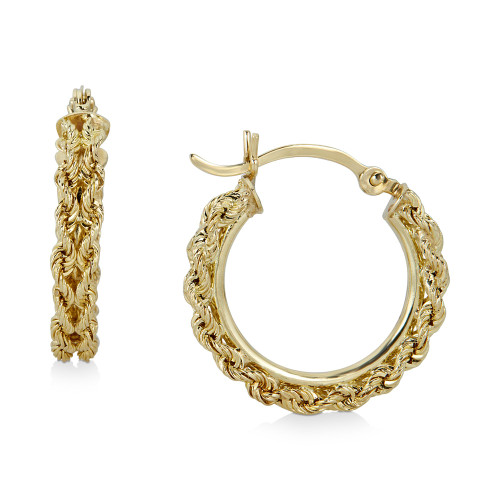 Heart Rope Chain Hoop 20mm Earrings in 14k Gold