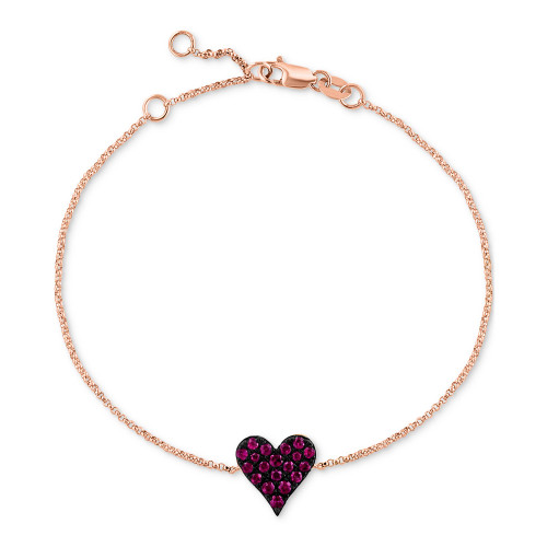 EFFY® Ruby Pavé Heart Statement Bracelet (3/8 ct. t.w.) in 14k Rose Gold