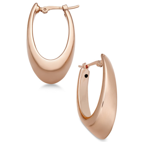 Polished Visor Hoop Earrings in 14k Rose Gold