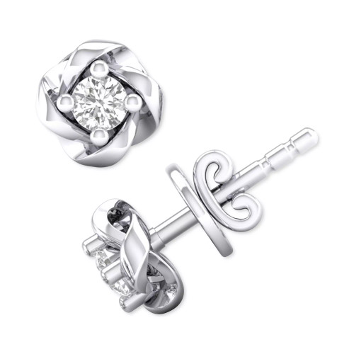 Diamond Swirl Stud Earrings (1/10 ct. t.w.) in 10k White Gold or 10k Yellow Gold