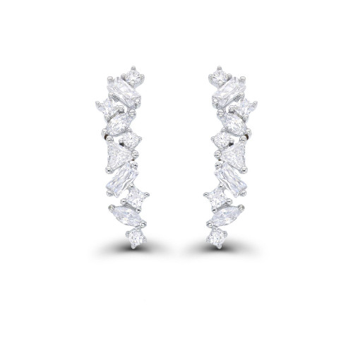 Cubic Zirconia Multi Shape Ear Climbers in Sterling Silver
