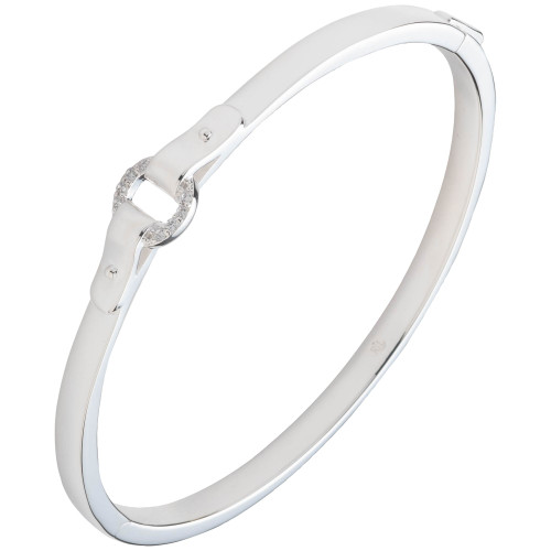 Crystal Buckle Bangle Bracelet in Sterling Silver