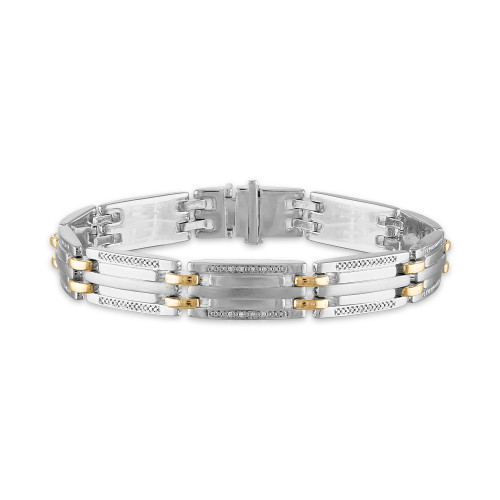 Men's 1/5 Carat Diamond 8 1/2" Bracelet  in 10k gold and Sterling Silver
