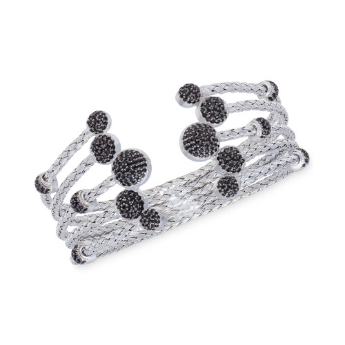 5 Row Crystal Dome Cuff Bangle in  Sterling Silver