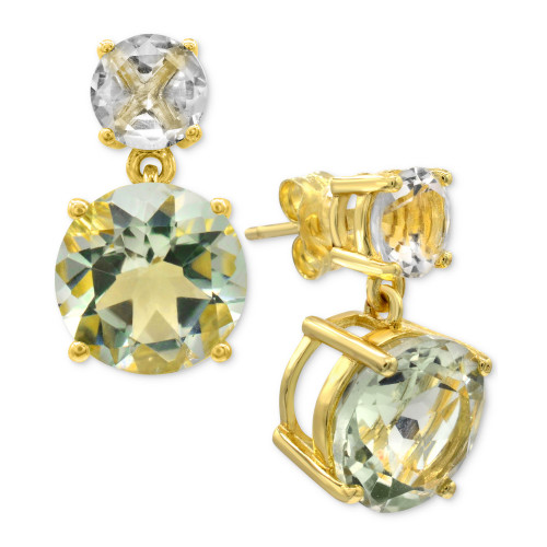 Prasiolite (5-3/4 ct. t.w.) & White Quartz (1-1/3 ct. t.w.) Drop Earrings in 14k Gold-Plated Sterling Silver