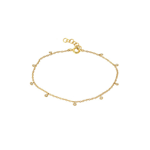 Diamond Bezel Drop 14K Gold Bracelet