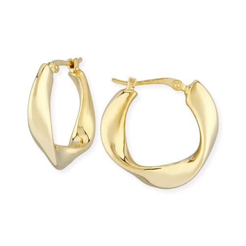 Flat Twist Hoop Earrings Set in 14k Gold