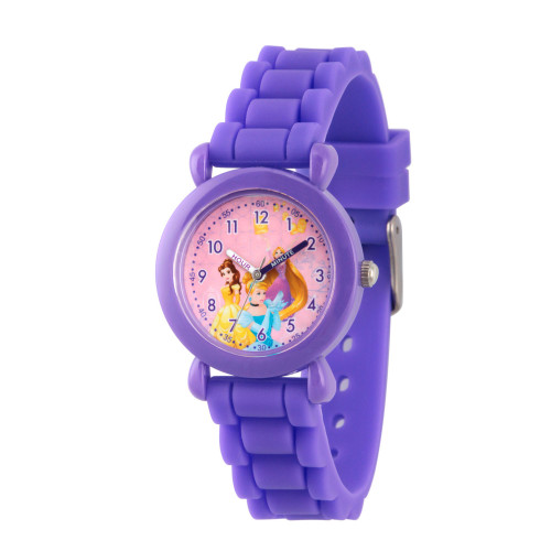 Disney Princess Cinderella, Belle and Rapunzel Girls' Purple Plastic Time Teacher Watch