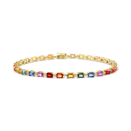 EFFY® Multi-Sapphire (7-7/8 ct. t.w.) & Diamond (1/3 ct. t.w.) Tennis Bracelet in 14k Gold