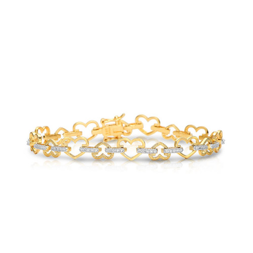 Gold Plated and Cubic Zirconia Heart Bracelet