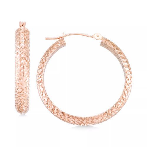 Textured Hoop Earrings in 10k Yellow Gold, Rose Gold or White Gold