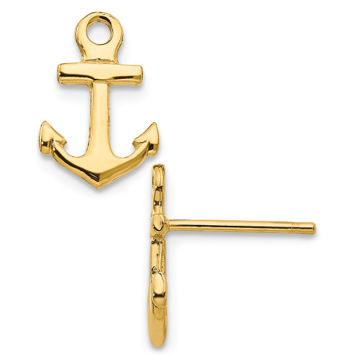 Anchor Stud Earrings in 14k Yellow Gold