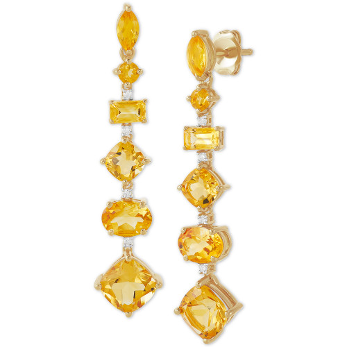 Citrine (6-1/2 ct. t.w.) & Diamond (1/20 ct. t.w.) Drop Earrings in 14k Gold-Plated Sterling Silver
