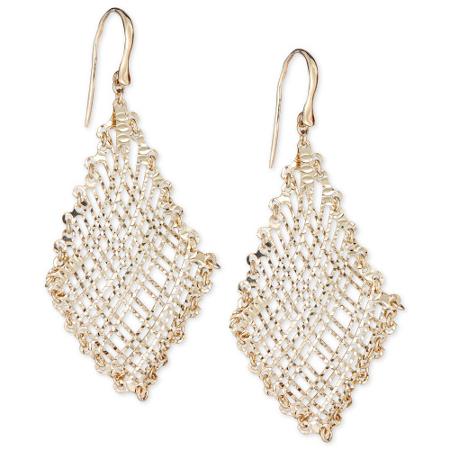Filigree Weave Textured Drop Earrings in 14k Gold