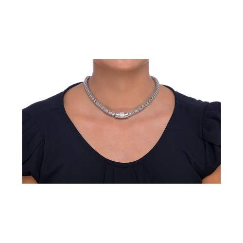 Diamond Barrel Necklace in Sterling Silver (1/4 ct. t.w.)