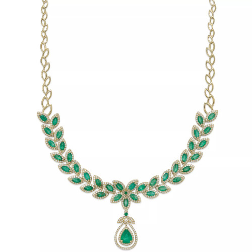 Brasilica by EFFY® Emerald (11-3/4 ct. t.w.) and Diamond (2-3/4 ct. t.w.) Pendant Necklace in 14k Gold or 14k White Gold, Created for Macy's