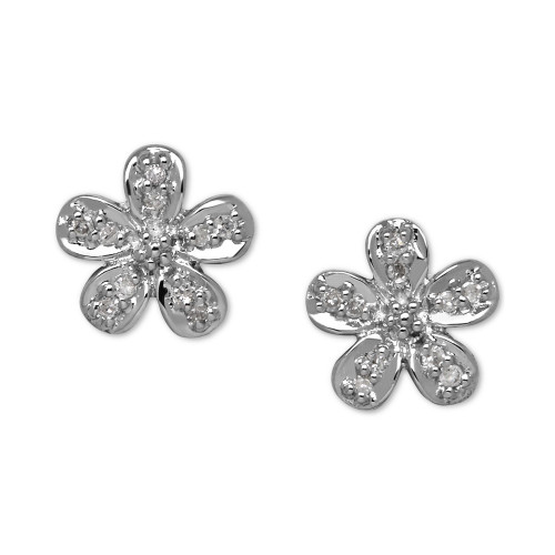 Diamond Accent Flower Stud Earrings in 10k Gold