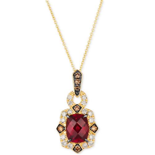 Pomegranate Garnet (2-3/4 ct. t.w.) & Diamond (1/2 ct. t.w.) Pendant Necklace in 14k Gold, 18" + 2" extender