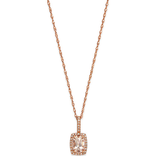 Morganite (1/2 ct. t.w) and Diamond Accent Pendant in 14k Rose Gold