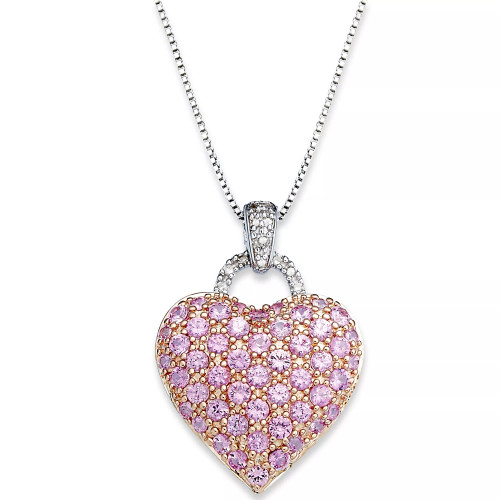 Sapphire (1-3/4 ct. t.w.) and Diamond Accent Heart Pendant Necklace in Sterling Silver (Also Available in Ruby and Pink Sapphire)