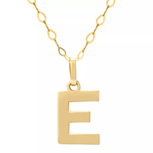 Initial Pendant Necklace with 18" Chain in 14k Yellow Gold