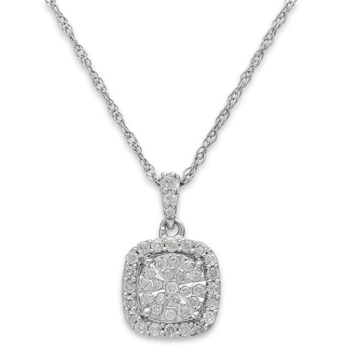 Diamond Cushion Pendant Necklace in Sterling Silver (1/3 ct. t.w.)