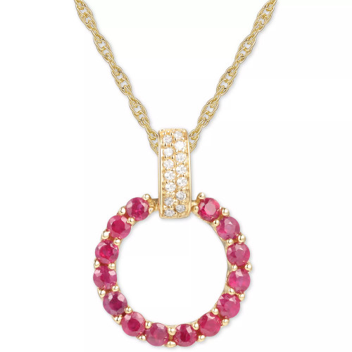 Sapphire (1 ct. t.w.) & Diamond (1/20 ct. t.w.) Circle 18" Pendant Necklace in 14k White Gold (Also in Emerald & Ruby)