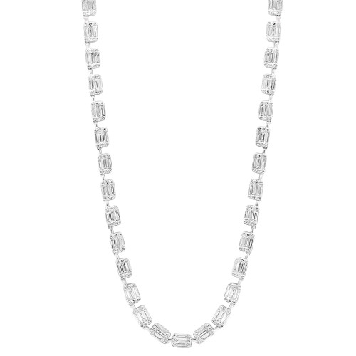 EFFY® Diamond Baguette & Round Cluster 18" Collar Necklace (8-1/5 ct. t.w.) in 14k White Gold