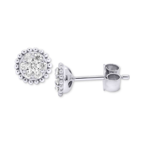 Lab-Created Diamond Cluster Bead Frame Stud Earrings (1/4 ct. t.w.) in Sterling Silver
