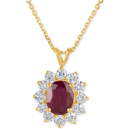 Ruby (2-1/5 ct. t.w.) and Diamond (1 ct. t.w.) Pendant Necklace in 14k Gold