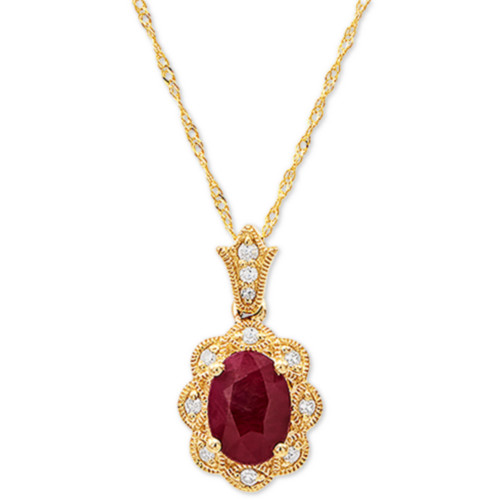 Ruby (1 ct. t.w) & Diamond Accent 18" Pendant Necklace in 14k Gold