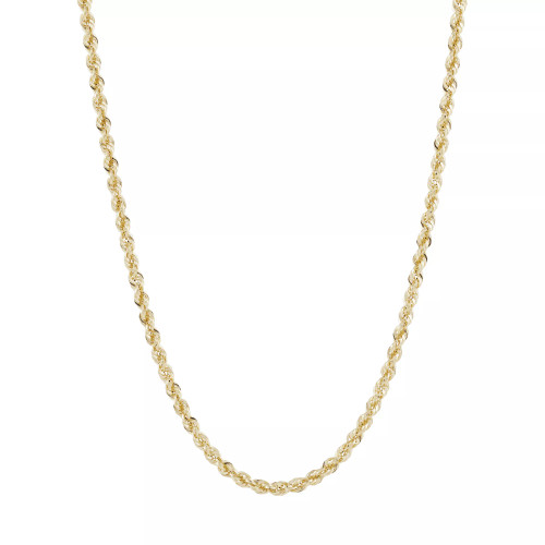 Diamond Cut Rope Chain 20" Necklace (3mm) in 14k White Gold
