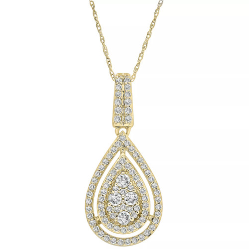 Diamond Teardrop Cluster 18" Pendant Necklace (1/2 ct. t.w.) in 10k White Gold or 10k Yellow Gold