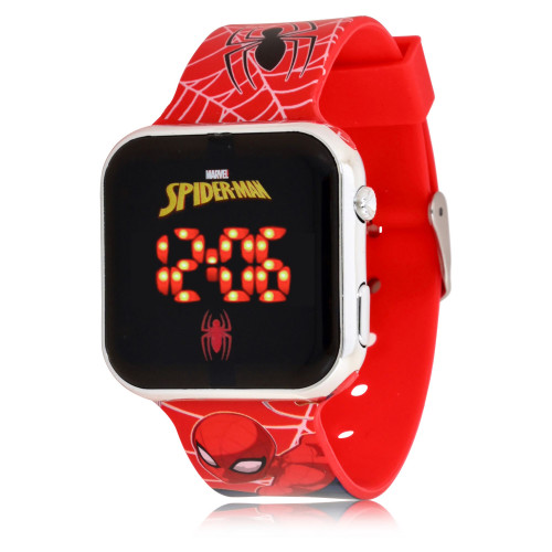 Children's Spiderman Light Emitting Diode Red Silicone Strap Watch 32mm