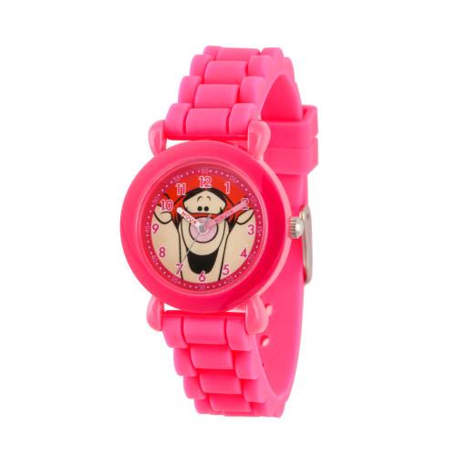 Girl's Disney All About Me Portfolio Tigger Pink Plastic Time Teacher Strap Watch 32mm