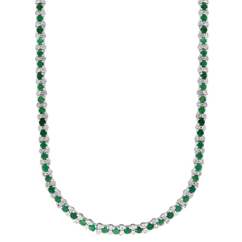 EFFY® Emerald (7-5/8 ct. t.w.) & Diamond (7/8 ct. t.w.) 18" Collar Necklace in Sterling Silver
