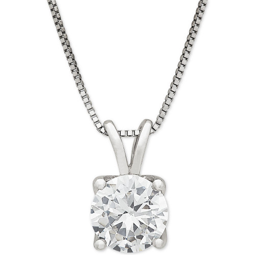 IGI Certified Lab Grown Diamond Solitaire 18" Pendant Necklace (1 ct. t.w.) in 14k White Gold or 14k Gold