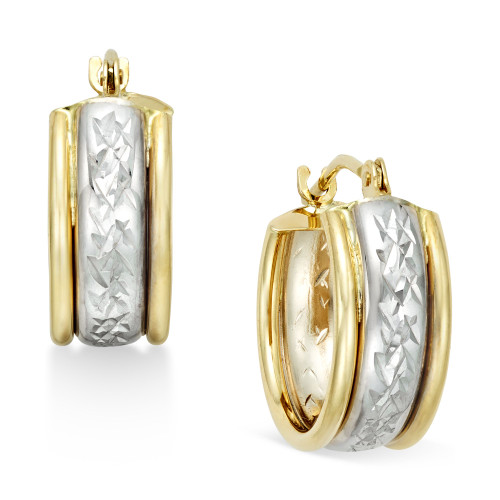 Diamond-Cut Hoop Earrings in 10k Two-Tone Gold