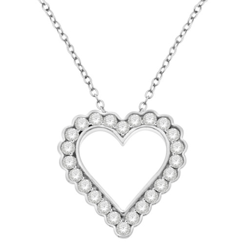 Diamond Open Heart 18" Pendant Necklace (1 ct. t.w.) in 14k White Gold