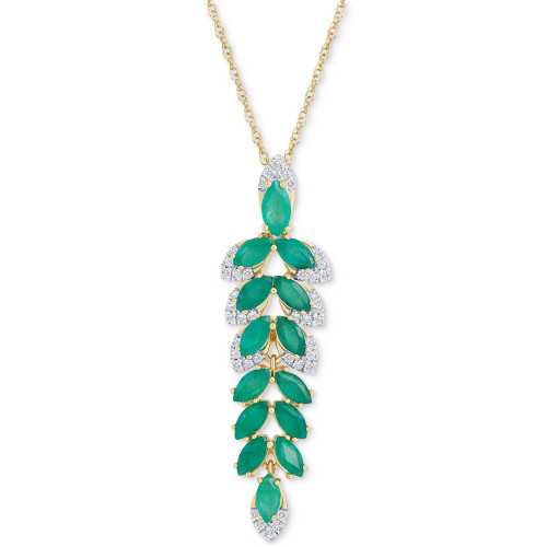 Emerald (2-1/2 ct. t.w.) & Diamond (1/5 ct. t.w.) Vine 18" Pendant Necklace in 14k Gold