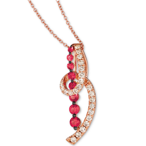 Passion Ruby (5/8 ct. t.w.) & Nude Diamond (1/2 ct. t.w.) Swirled 18" Pendant Necklace in 14k Rose Gold