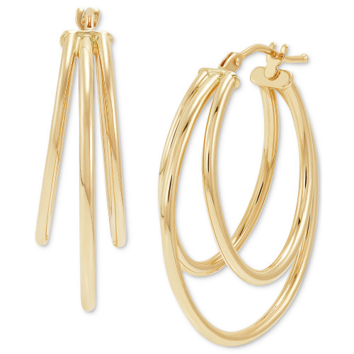 Graduated Small Triple Split Hoop Earrings in 10k Gold
