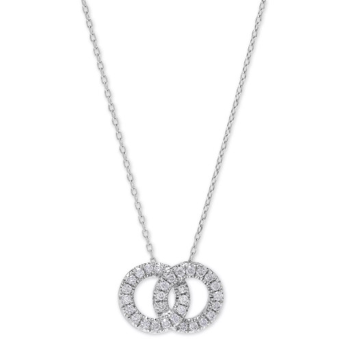 Diamond Interlocking Circle 18" Pendant Necklace (1/3 ct. t.w.) in 14k White ,Yellow or Rose Gold