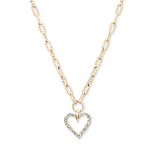 Diamond Heart Paperclip Link 17" Pendant Necklace (1/2 ct. t.w.) in 14k Gold, Created for Macy's