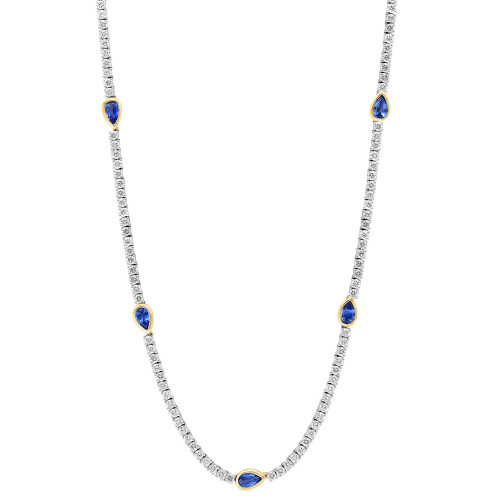 EFFY® Sapphire (7/8 ct. t.w.) & Diamond (4 ct. t.w.) 18" Collar Necklace in 14k Two-Tone Gold