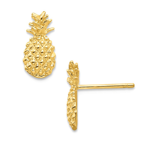 Pineapple Stud Earrings in 14k Gold