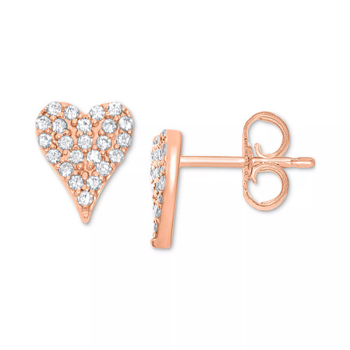 Diamond Heart Stud Earrings (1/10 ct. t.w.)  in 10k White, Yellow or Rose Gold