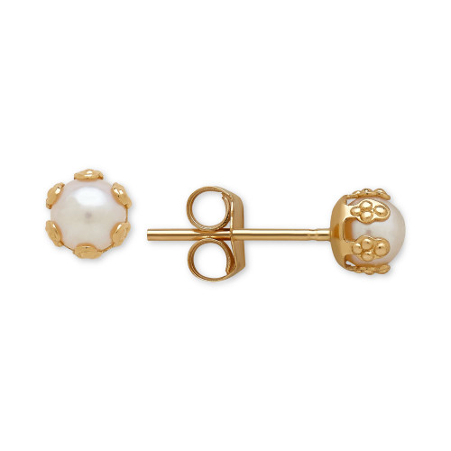 Children's Cultured Freshwater Pearl (3-1/2mm) Small Stud Earrings in 14k Gold